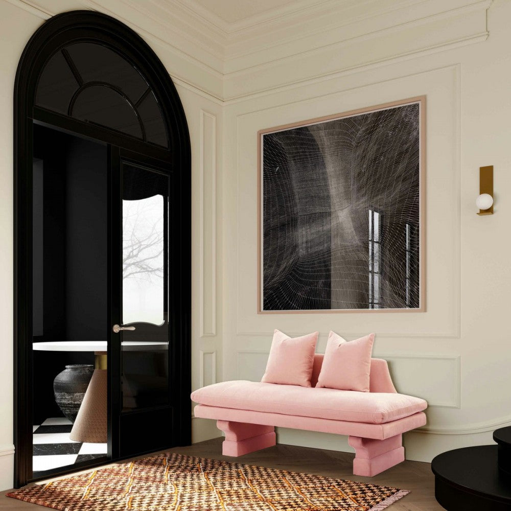 TOV Furniture Hyde Salmon Pink Velvet Pedestal Sofa