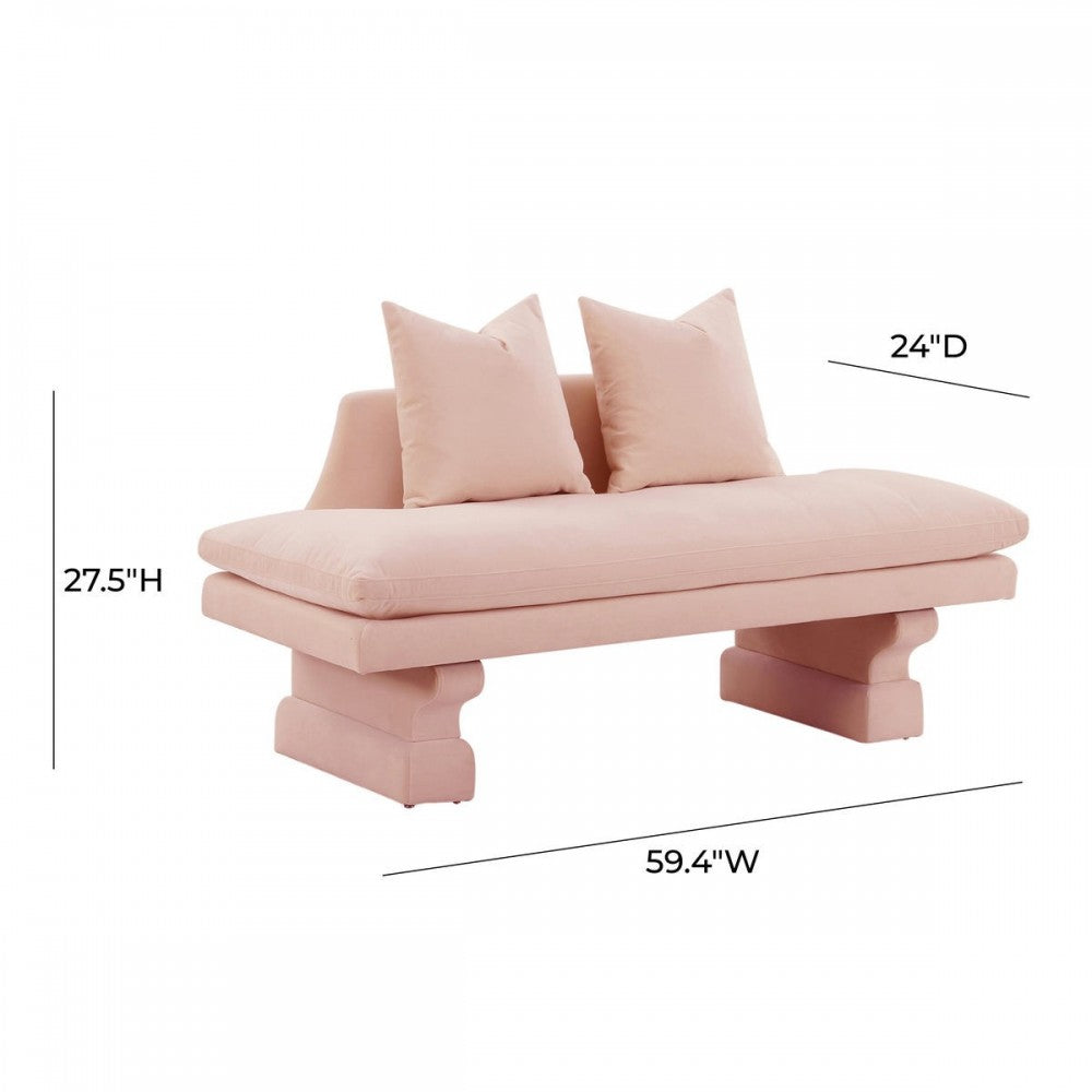 TOV Furniture Hyde Salmon Pink Velvet Pedestal Sofa