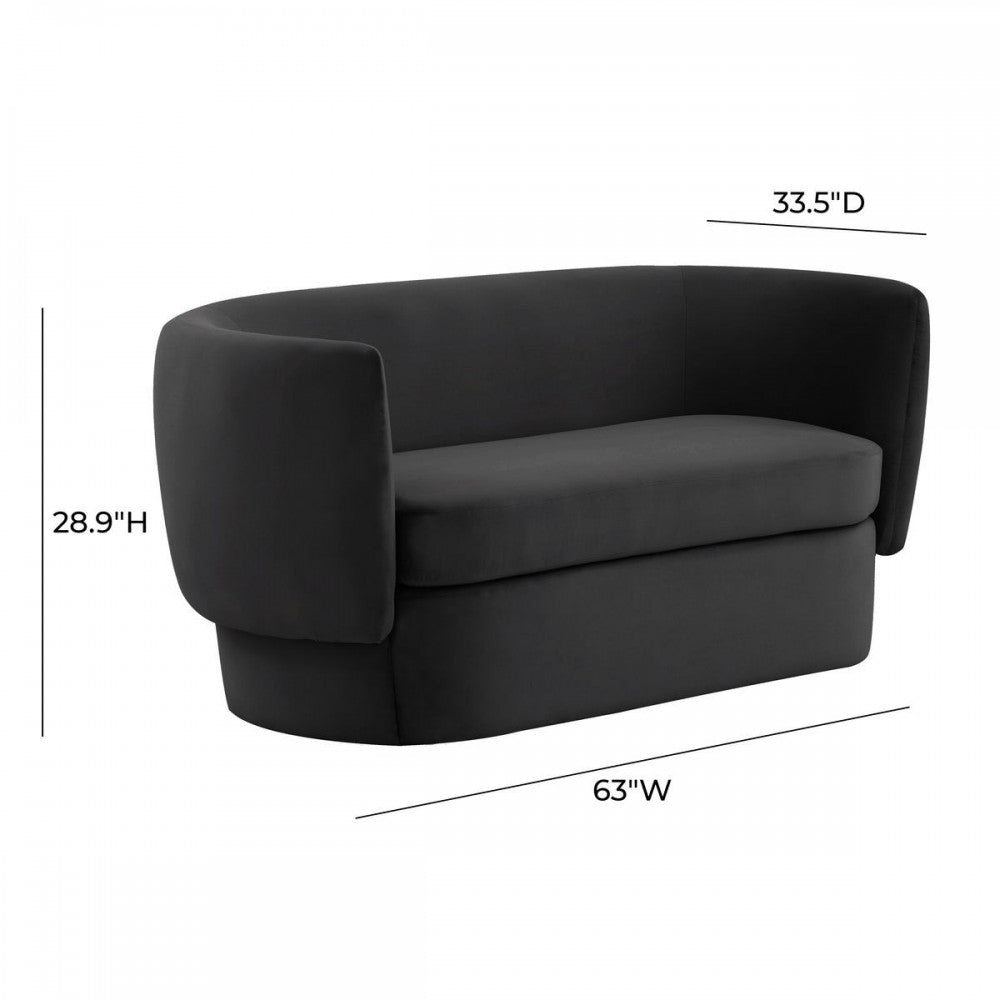 TOV Furniture Isabella Black Velvet Loveseat