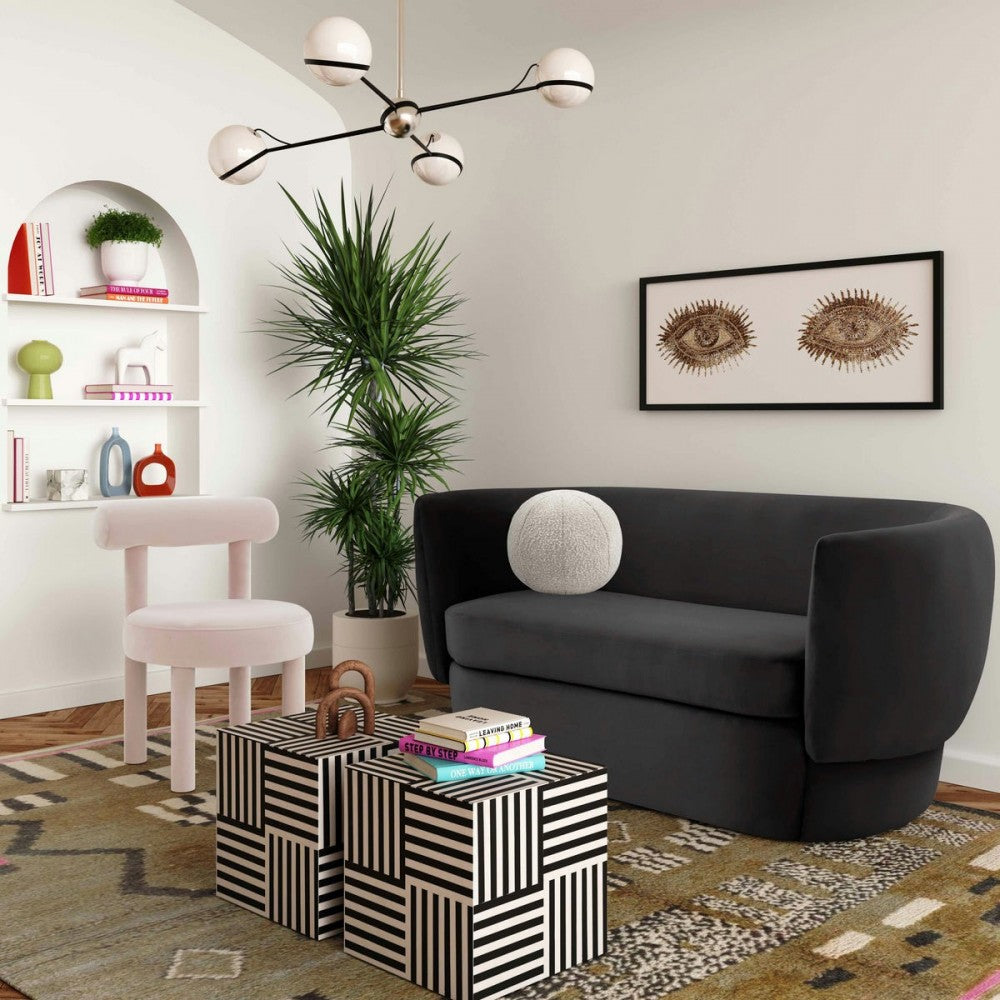 TOV Furniture Isabella Black Velvet Loveseat
