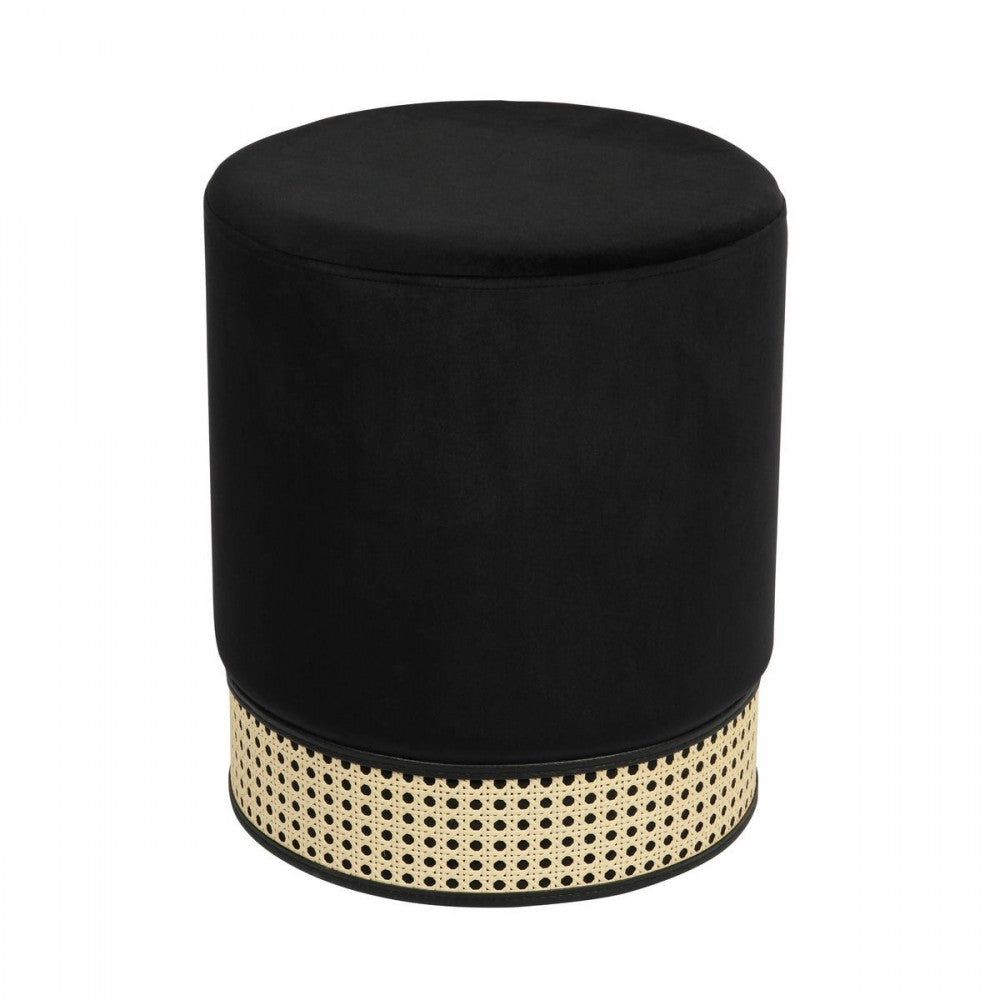 TOV Furniture Ivy Black Velvet Ottoman