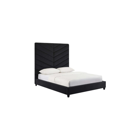 TOV Furniture Javan Black Velvet Bed in King