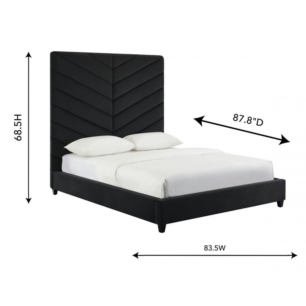TOV Furniture Javan Black Velvet Bed in King