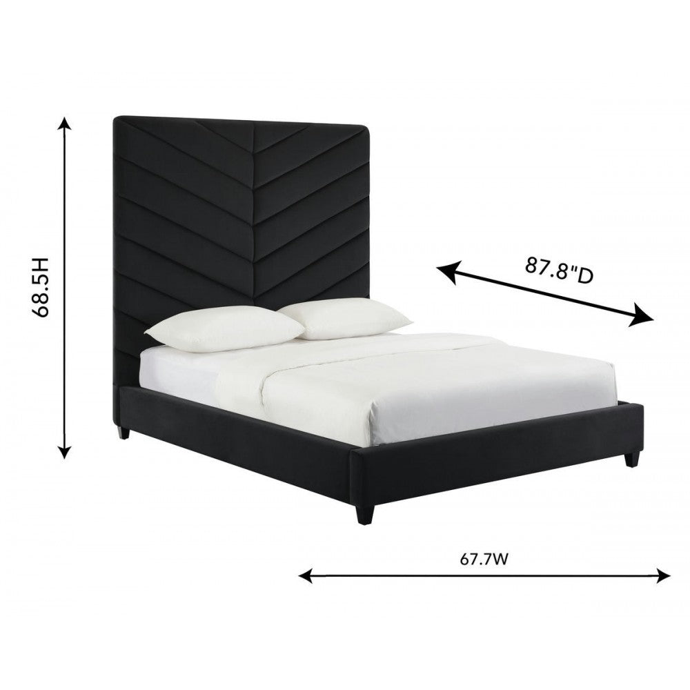 TOV Furniture Javan Black Velvet Bed in Queen