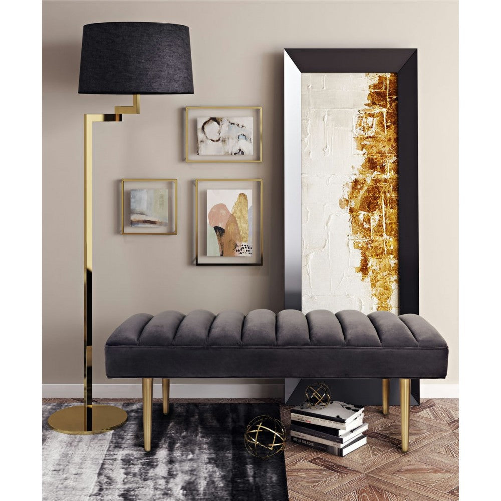 TOV Furniture Jax Gray Velvet Bench