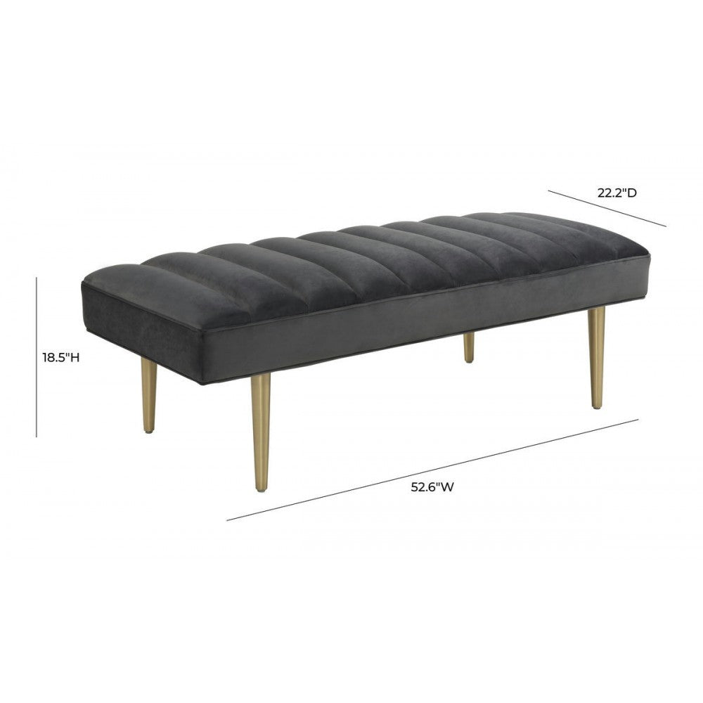TOV Furniture Jax Gray Velvet Bench