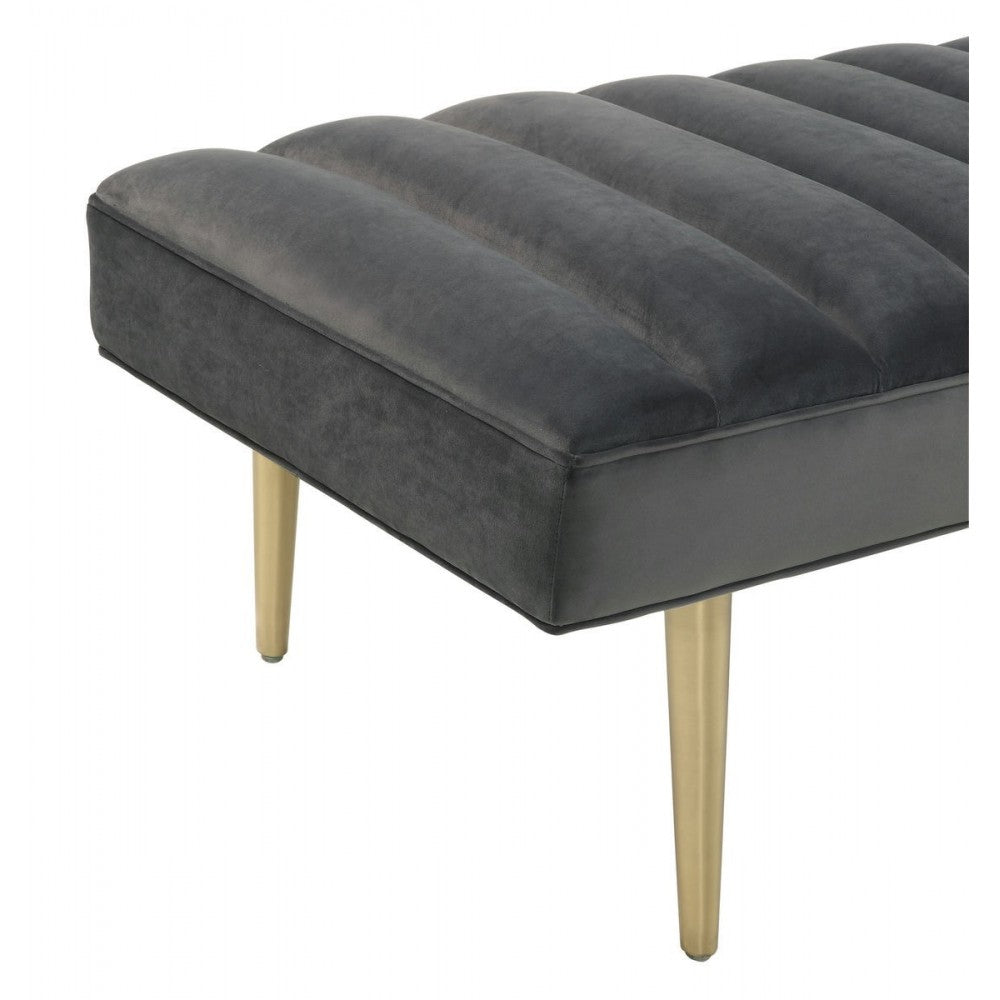 TOV Furniture Jax Gray Velvet Bench