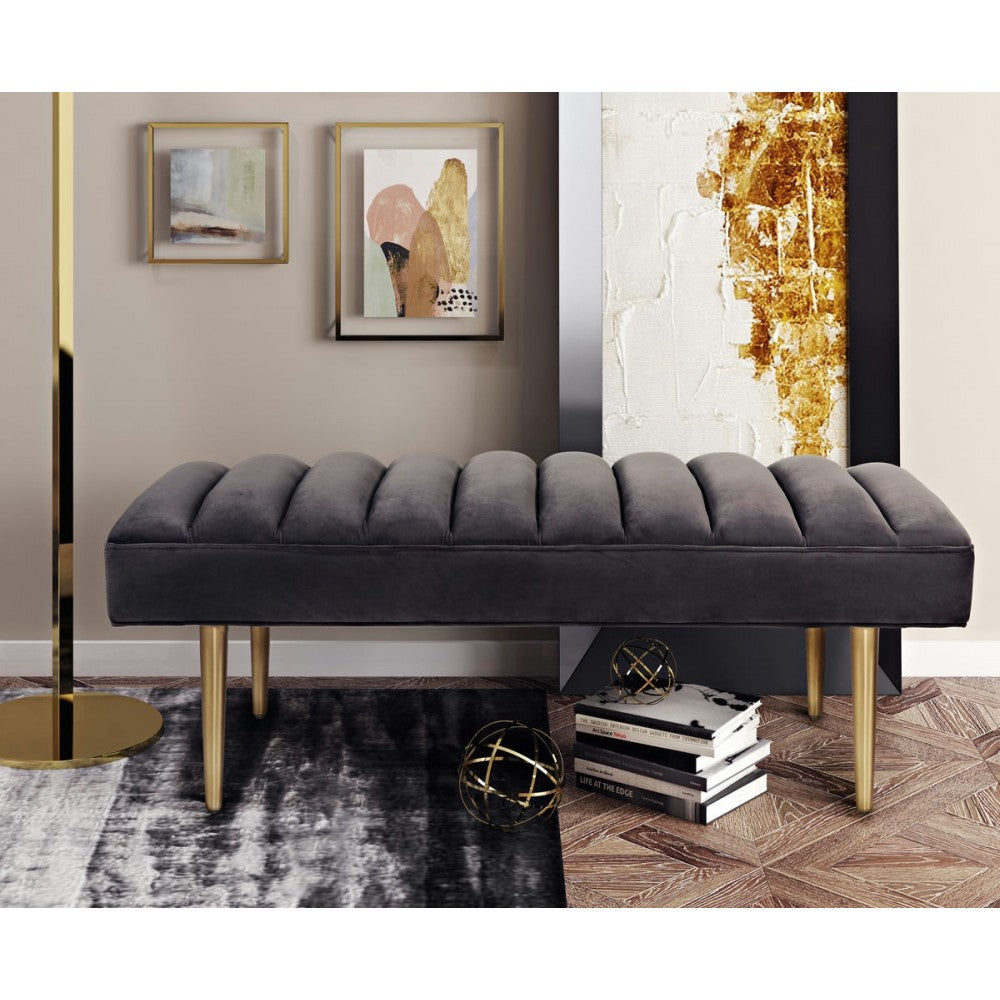TOV Furniture Jax Gray Velvet Bench