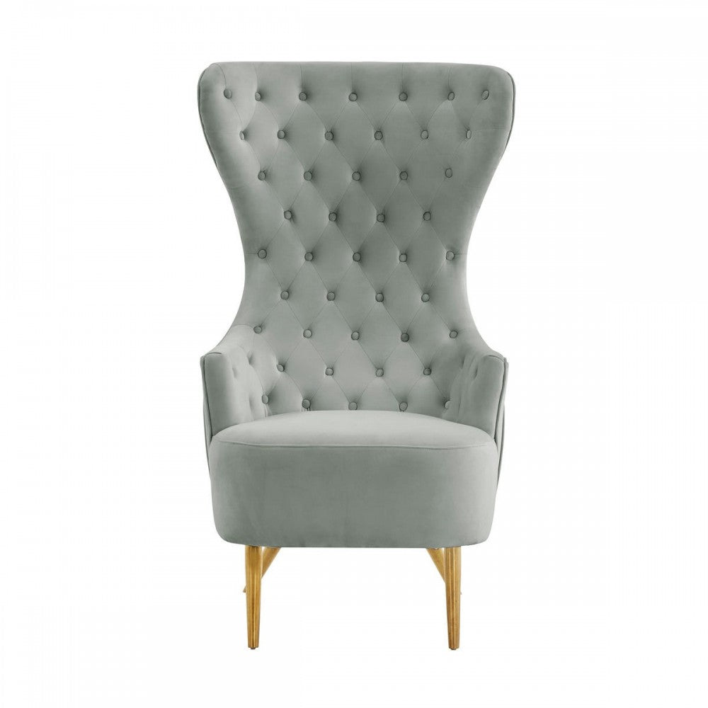 TOV Furniture Jezebel Gray Velvet Wingback Chair