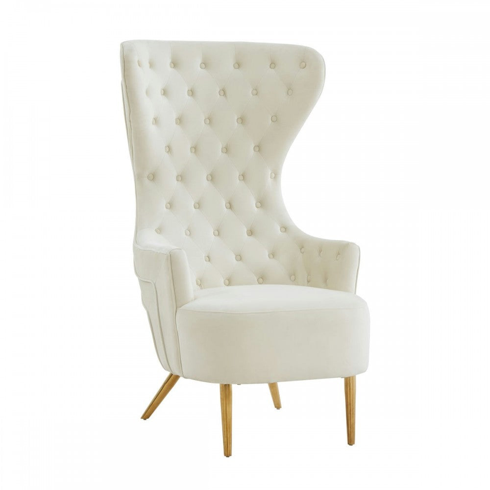 TOV Furniture Jezebel Cream Velvet Wingback Chair