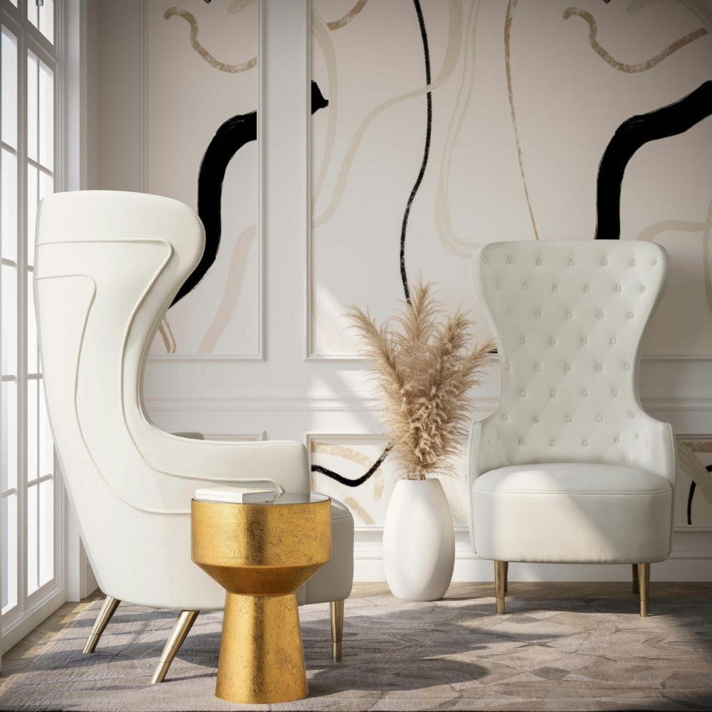 TOV Furniture Jezebel Cream Velvet Wingback Chair