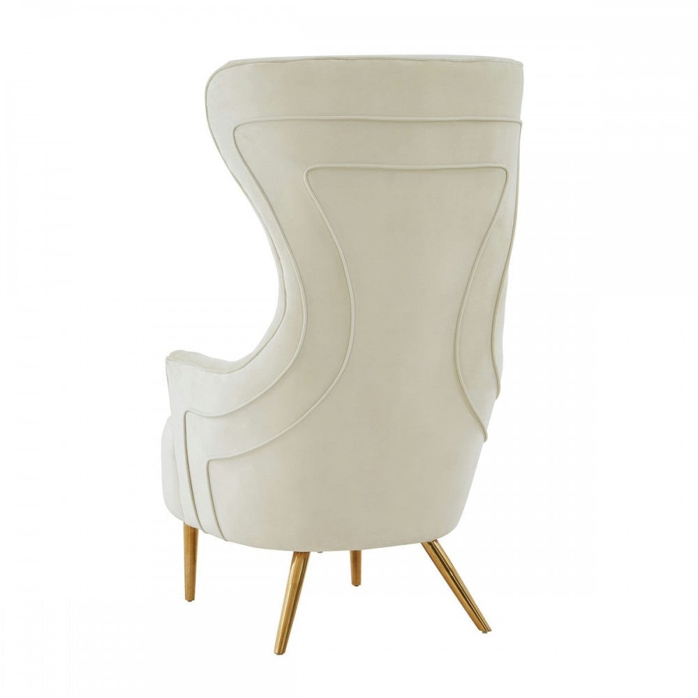 TOV Furniture Jezebel Cream Velvet Wingback Chair