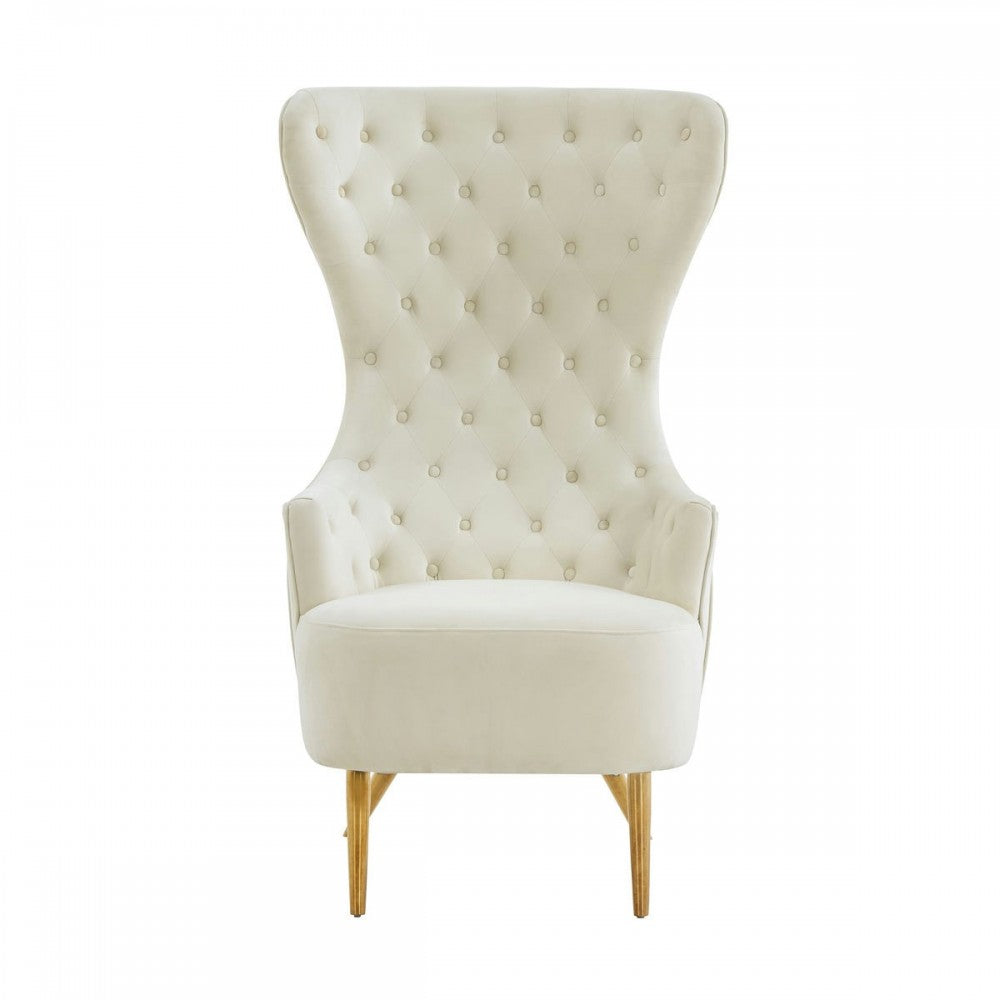 TOV Furniture Jezebel Cream Velvet Wingback Chair