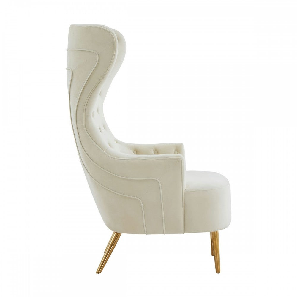 TOV Furniture Jezebel Cream Velvet Wingback Chair