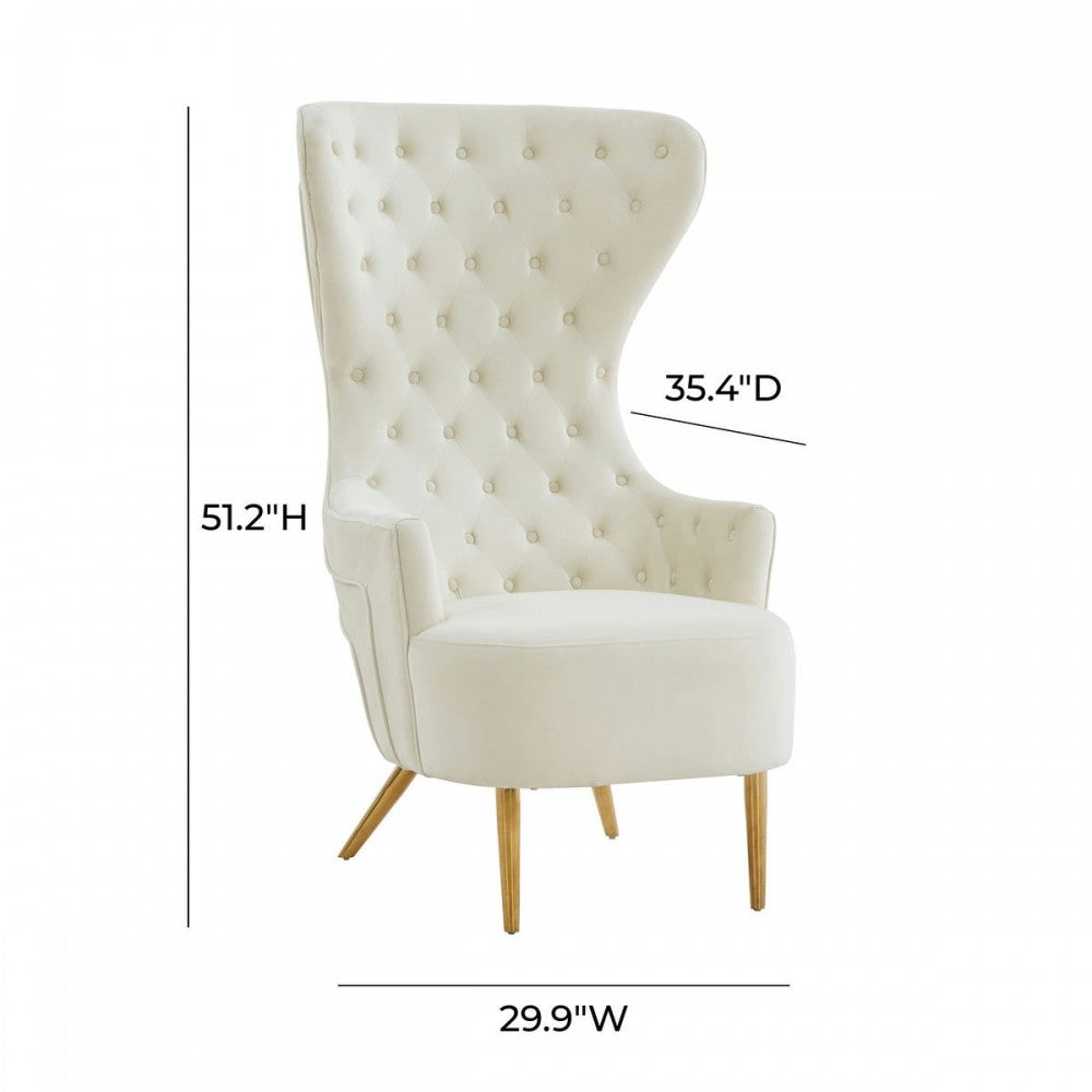 TOV Furniture Jezebel Cream Velvet Wingback Chair