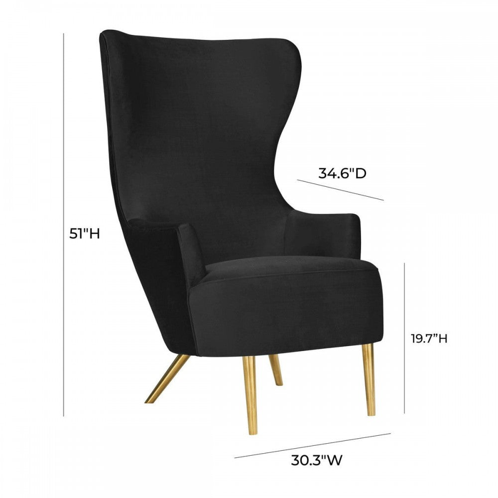 TOV Furniture Julia Black Velvet Wingback Chair