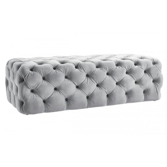 TOV Furniture Kaylee Gray Velvet Ottoman