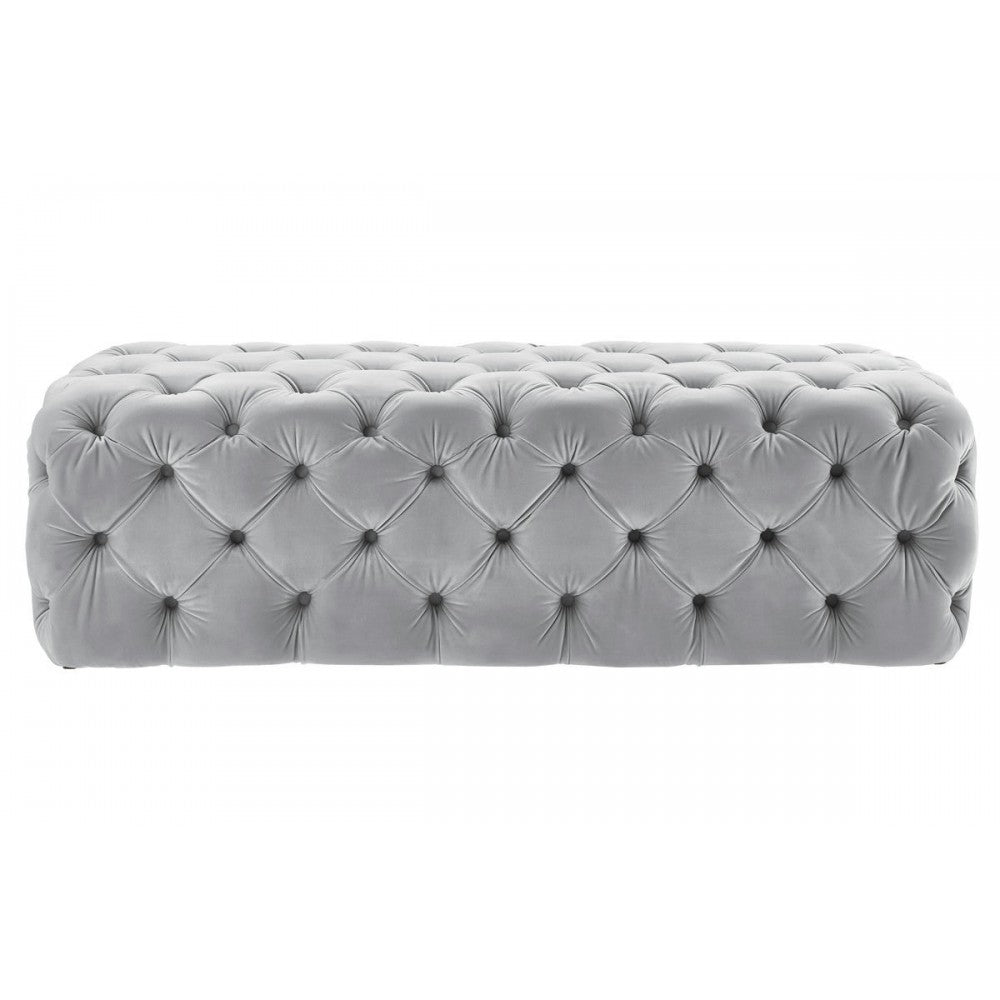 TOV Furniture Kaylee Gray Velvet Ottoman