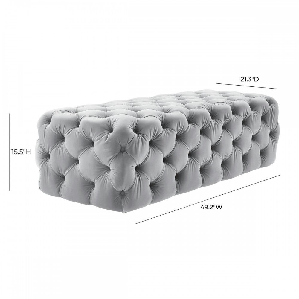 TOV Furniture Kaylee Gray Velvet Ottoman