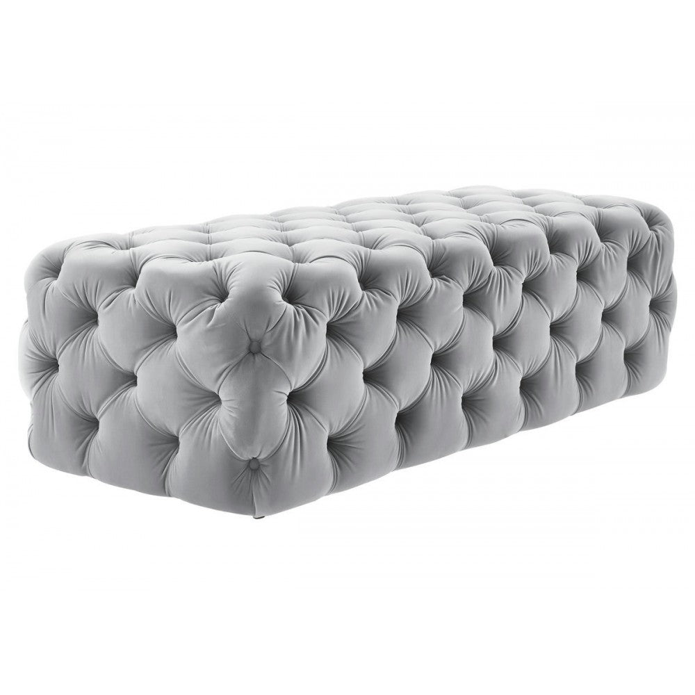 TOV Furniture Kaylee Gray Velvet Ottoman