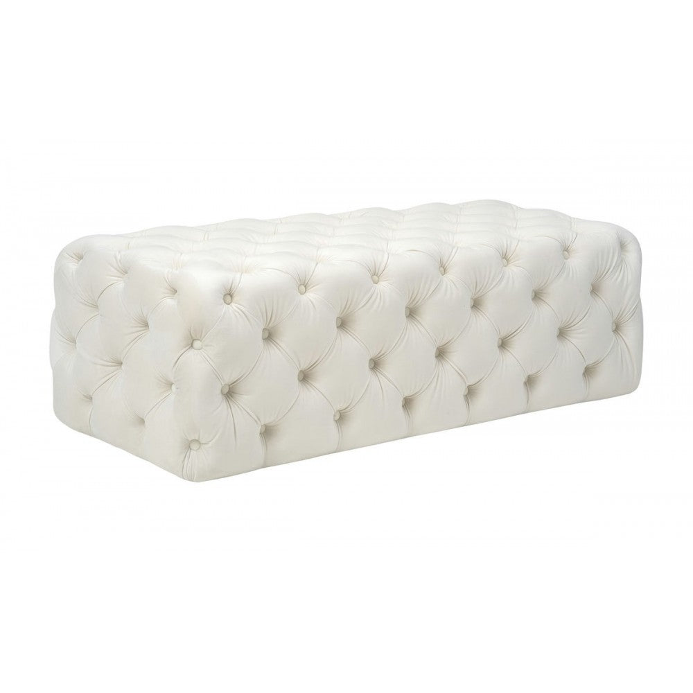 TOV Furniture Kaylee Cream Velvet Ottoman