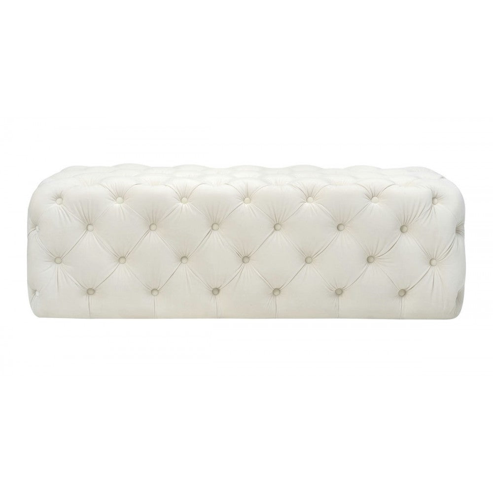 TOV Furniture Kaylee Cream Velvet Ottoman