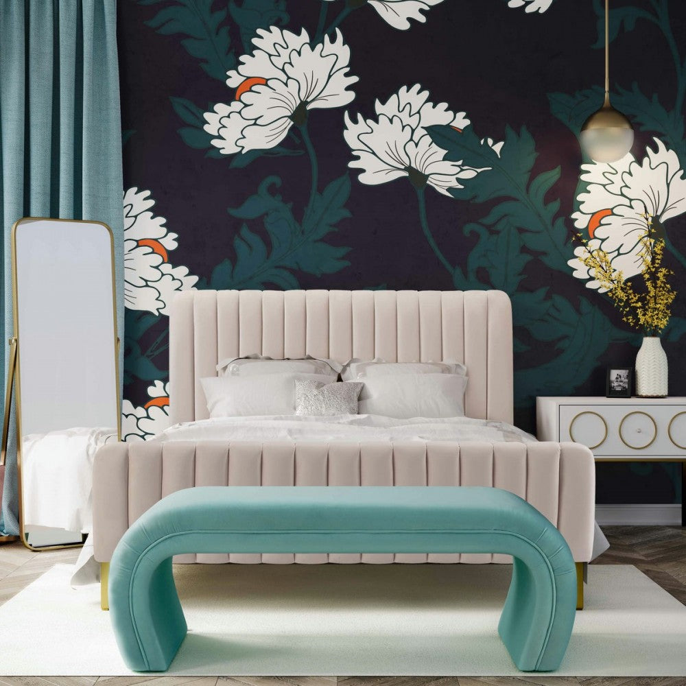 TOV Furniture Kenya Bright Blue Velvet Bench