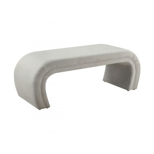 TOV Furniture Kenya Light Gray Velvet Bench