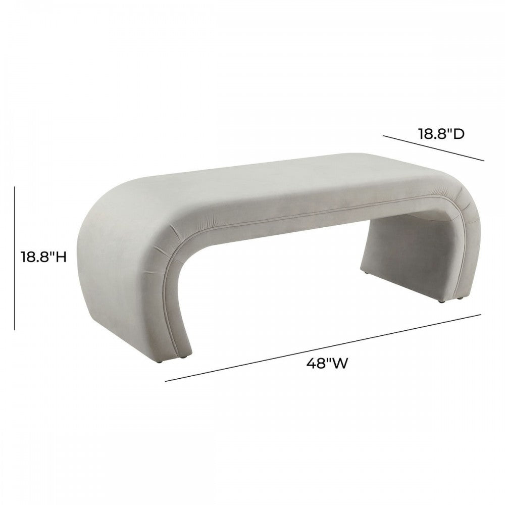 TOV Furniture Kenya Light Gray Velvet Bench