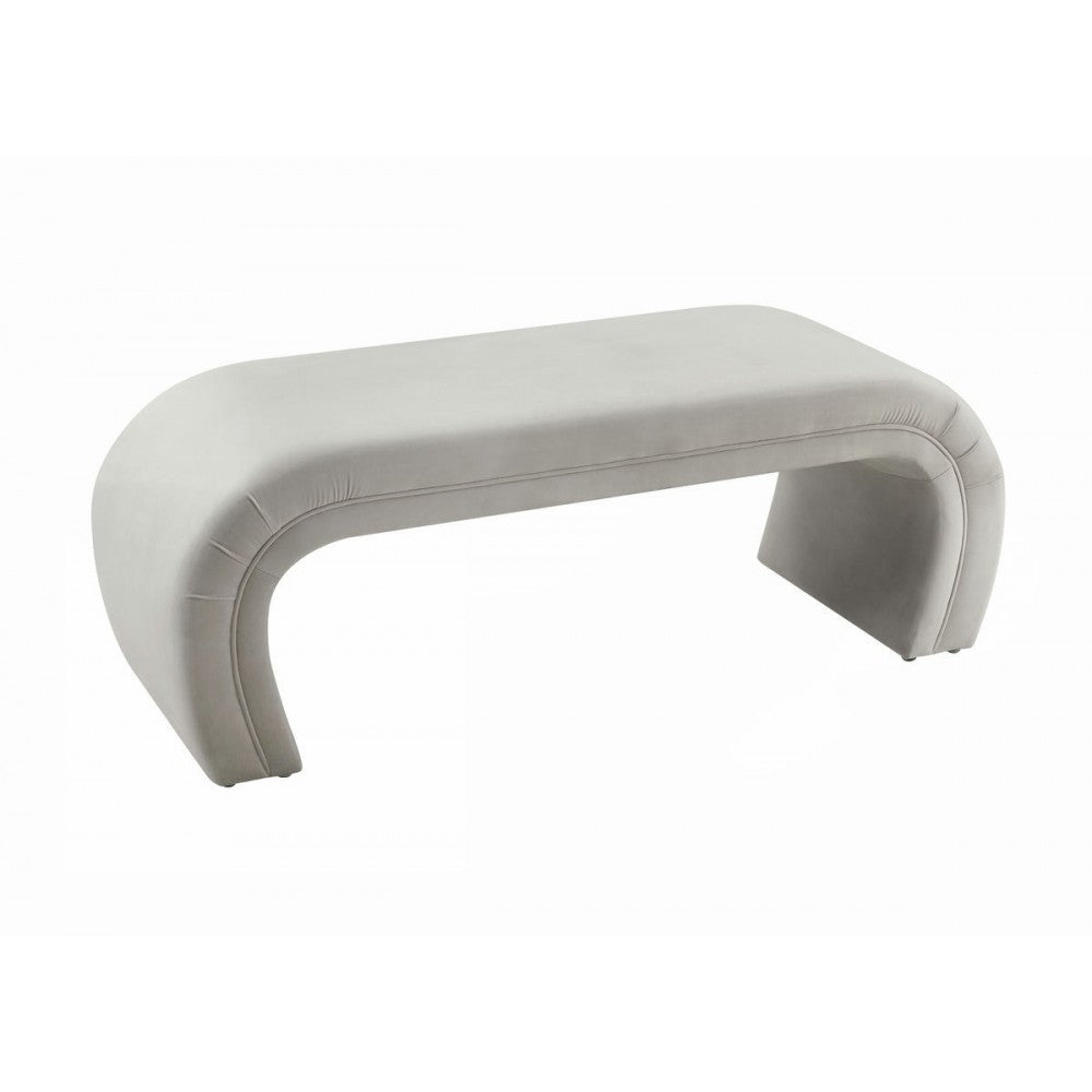 TOV Furniture Kenya Light Gray Velvet Bench