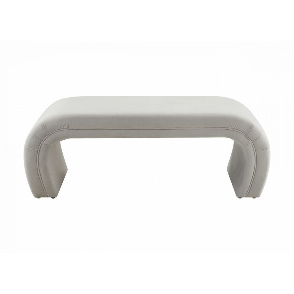 TOV Furniture Kenya Light Gray Velvet Bench