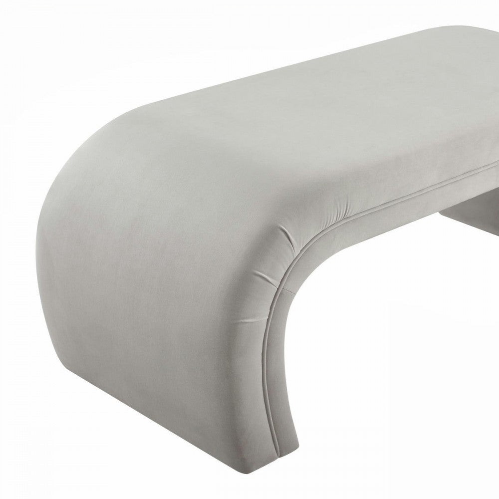 TOV Furniture Kenya Light Gray Velvet Bench