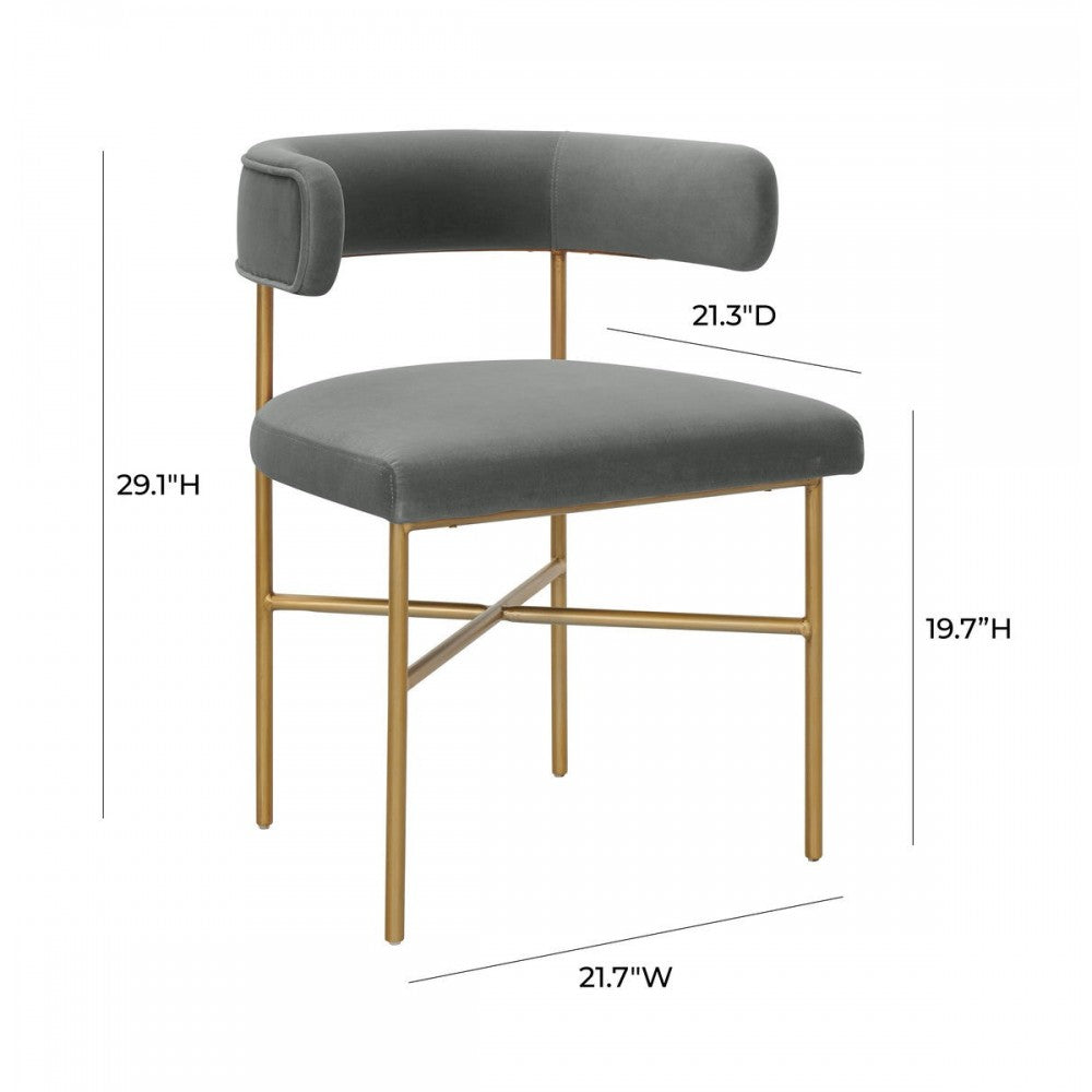 TOV Furniture Kim Performance Velvet Chair in Gray