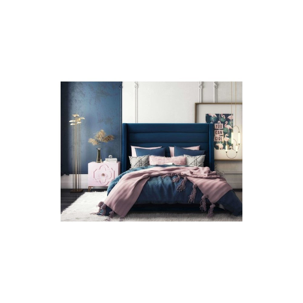 TOV Furniture Koah Navy Velvet Bed in King