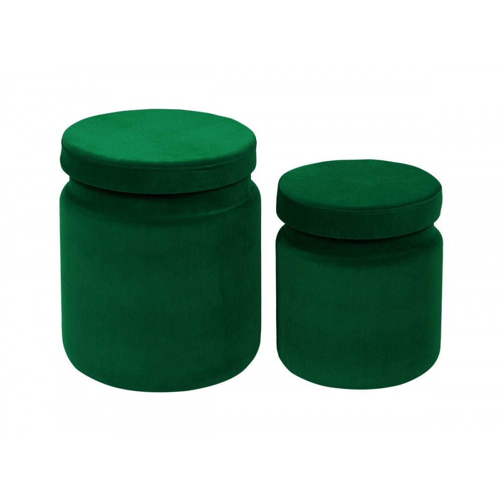 TOV Furniture Kris Green Velvet Storage Ottomans - Set of 2
