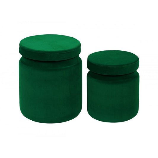 TOV Furniture Kris Green Velvet Storage Ottomans - Set of 2
