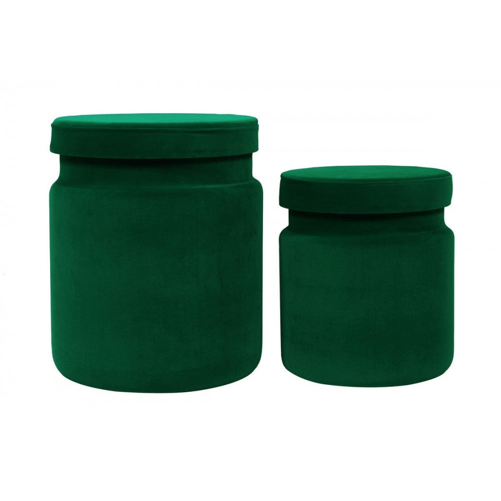 TOV Furniture Kris Green Velvet Storage Ottomans - Set of 2