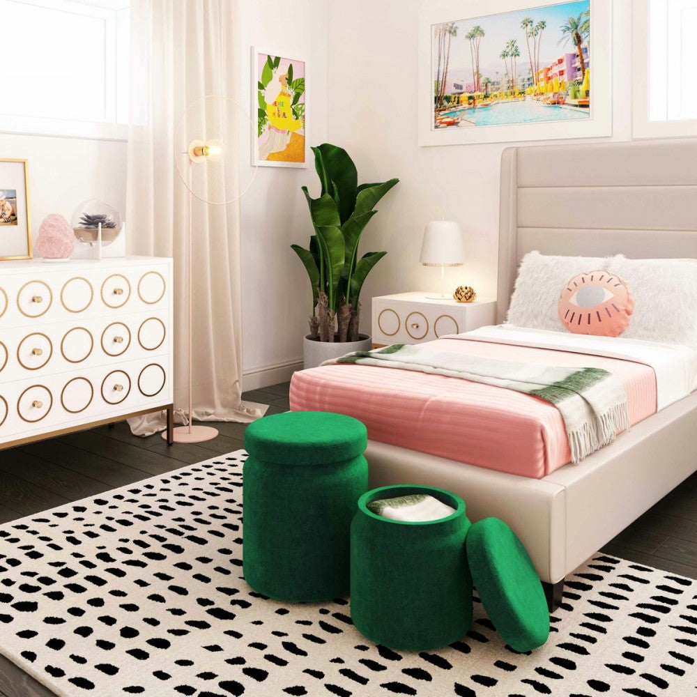 TOV Furniture Kris Green Velvet Storage Ottomans - Set of 2