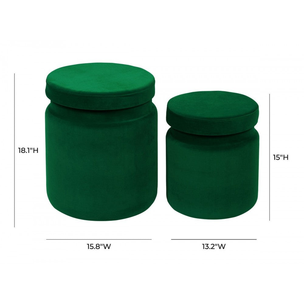 TOV Furniture Kris Green Velvet Storage Ottomans - Set of 2