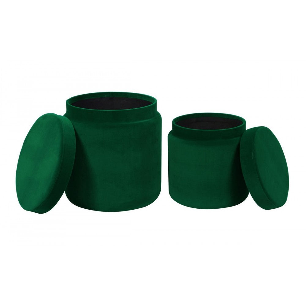 TOV Furniture Kris Green Velvet Storage Ottomans - Set of 2