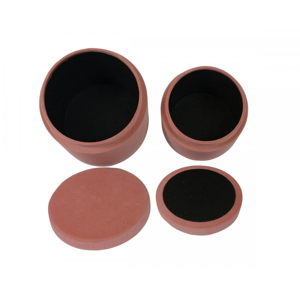 TOV Furniture Kris Salmon Velvet Storage Ottomans - Set of 2