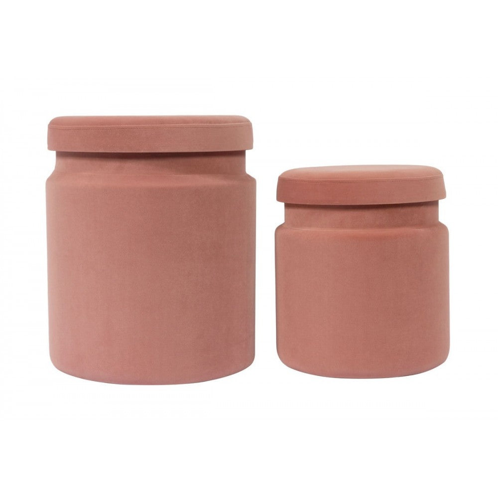 TOV Furniture Kris Salmon Velvet Storage Ottomans - Set of 2