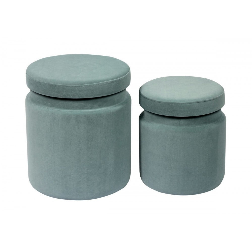 TOV Furniture Kris Sea Blue Velvet Storage Ottomans - Set of 2
