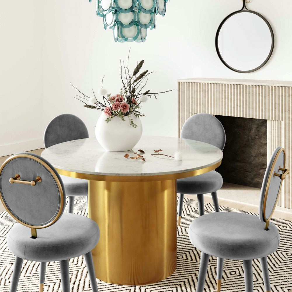 TOV Furniture Kylie Light Gray Velvet Dining Chair