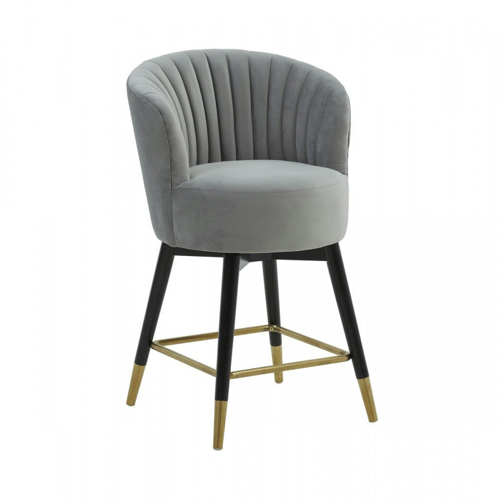 TOV Furniture Liana Gray Velvet Swivel Stool