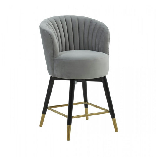 TOV Furniture Liana Gray Velvet Swivel Stool
