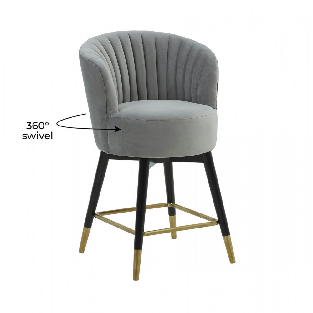 TOV Furniture Liana Gray Velvet Swivel Stool