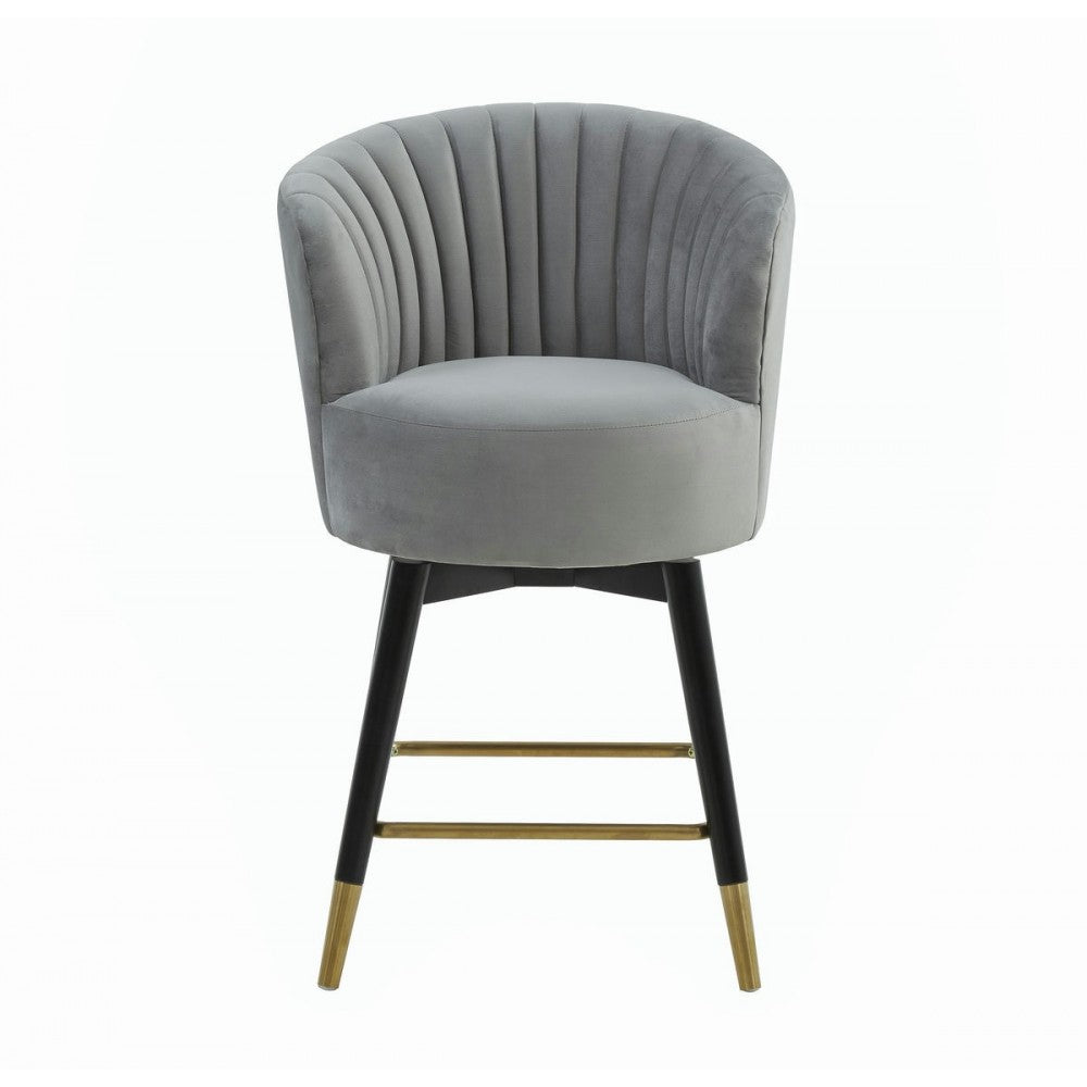 TOV Furniture Liana Gray Velvet Swivel Stool