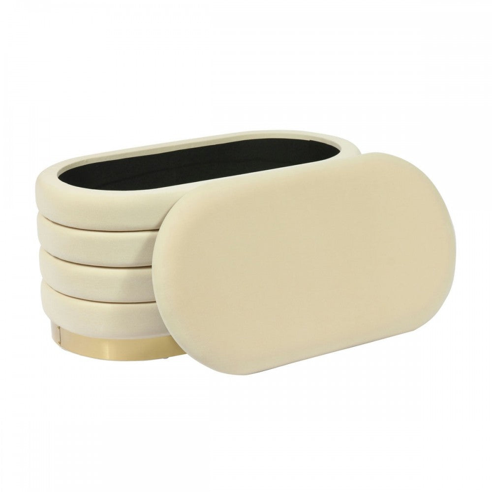 TOV Furniture Lillian Cream Velvet Storage Bench