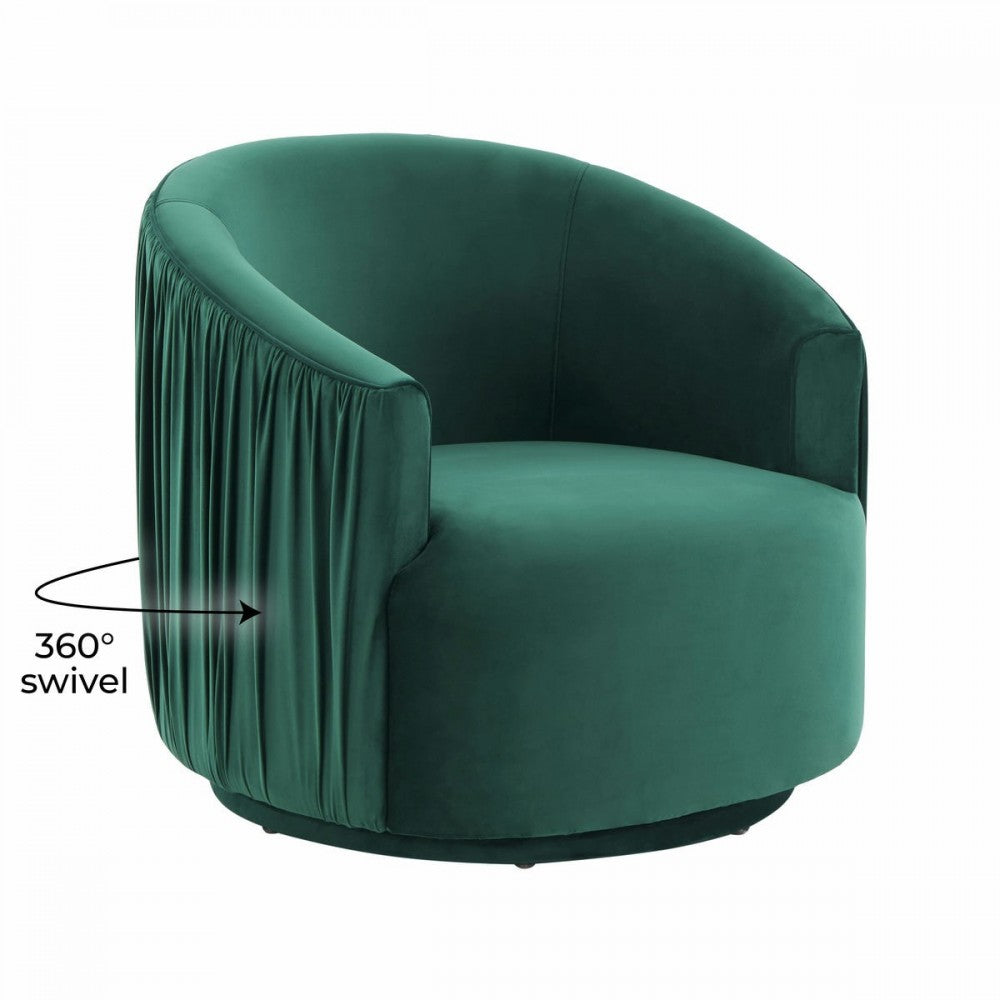 TOV Furniture London Forest Green Pleated Swivel Chair